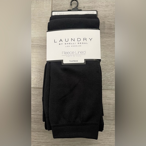 NIP Laundry by Shelli Segal 2 Pack Fleece-Lined Footless Tights Small - Picture 2 of 3